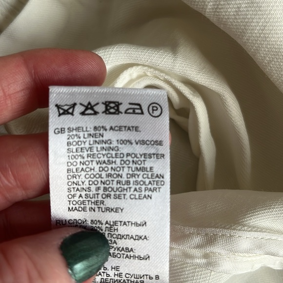 Reiss, white linen blend belted blazer, size 10 - Picture 6 of 8